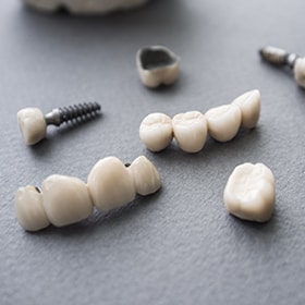 Different parts of using a dental crown